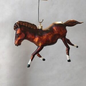 Polish Glass Ornament Copper Horse Hand Painted in Poland Radko Inspired